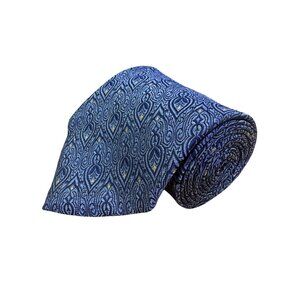 Smithsonian Institution Men Navy Silk Italian Tie Geometric Paisley Design New